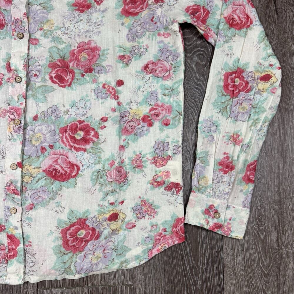 Read Description** Maison Hotel The Giorgia Blouse in Candy Roses Size M Cotton - Picture 4 of 13